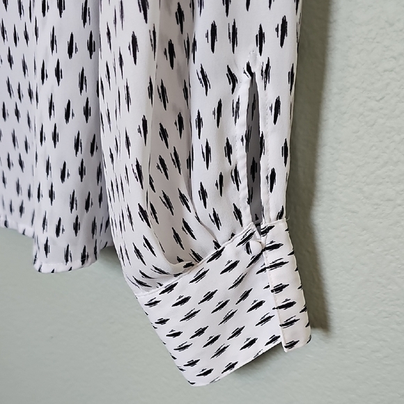 Worthington Relaxed Slouchy Black and White Button Down Long Sleeve Shirt PXL - Picture 6 of 8